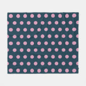 Polka Dot Throw Blanket (Midnight Blue & Soft Pink Fleece Deken (Voorkant (Horizontaal))
