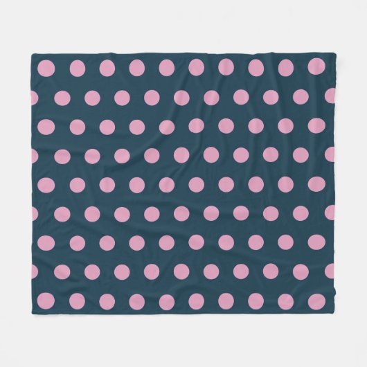 Polka Dot Throw Blanket (Midnight Blue & Soft Pink Fleece Deken (Voorkant (Horizontaal))
