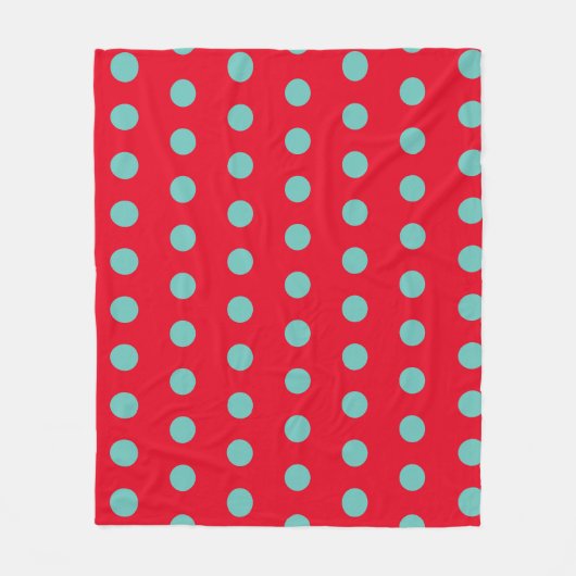 Polka Dot Throw Blanket (Red & Aqua) Fleece Deken (Voorkant)