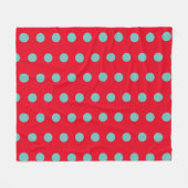 Polka Dot Throw Blanket (Red & Aqua) Fleece Deken (Voorkant (Horizontaal))