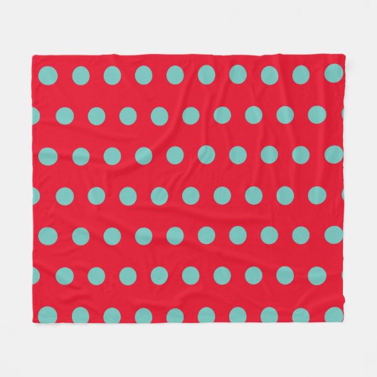 Polka Dot Throw Blanket (Red & Aqua) Fleece Deken (Voorkant (Horizontaal))