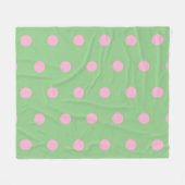 Polka Dot Throw Blanket (Sage Green & Pastel Pink) Fleece Deken (Voorkant (Horizontaal))