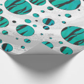 Polka Dot Tiger Black en Blauwgroen afdrukken Cadeaupapier (Hoek)