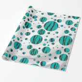 Polka Dot Tiger Black en Blauwgroen afdrukken Cadeaupapier (Uitgerold)