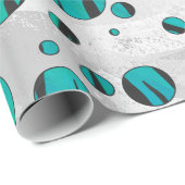 Polka Dot Tiger Black en Blauwgroen afdrukken Cadeaupapier (Rol Hoek)