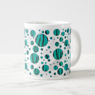 Polka Dot Tiger Black en Blauwgroen afdrukken Grote Koffiekop