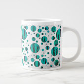 Polka Dot Tiger Black en Blauwgroen afdrukken Grote Koffiekop (Rechts)