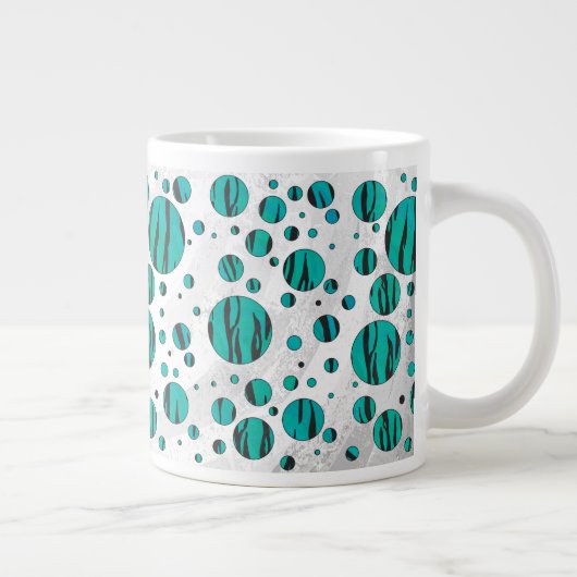 Polka Dot Tiger Black en Blauwgroen afdrukken Grote Koffiekop (Rechts)