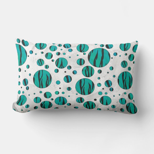 Polka Dot Tiger Black en Blauwgroen afdrukken Kussen (Voorkant)