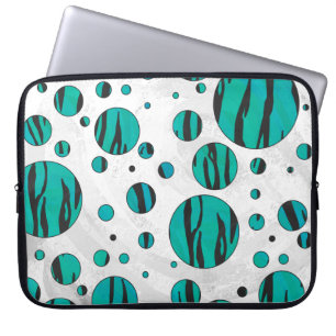 Polka Dot Tiger Black en Blauwgroen afdrukken Laptop Sleeve