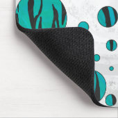 Polka Dot Tiger Black en Blauwgroen afdrukken Muismat (Hoek)