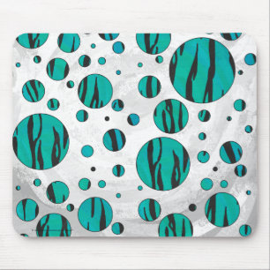 Polka Dot Tiger Black en Blauwgroen afdrukken Muismat