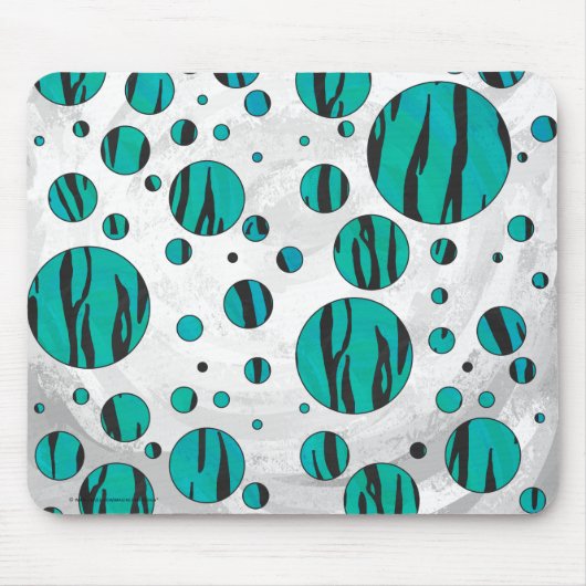 Polka Dot Tiger Black en Blauwgroen afdrukken Muismat (Voorkant)