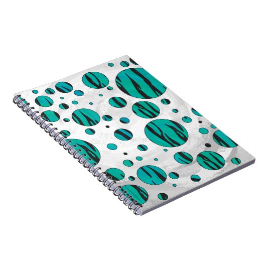 Polka Dot Tiger Black en Blauwgroen afdrukken Notitieboek (Rechterzijde)
