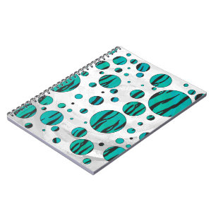 Polka Dot Tiger Black en Blauwgroen afdrukken Notitieboek