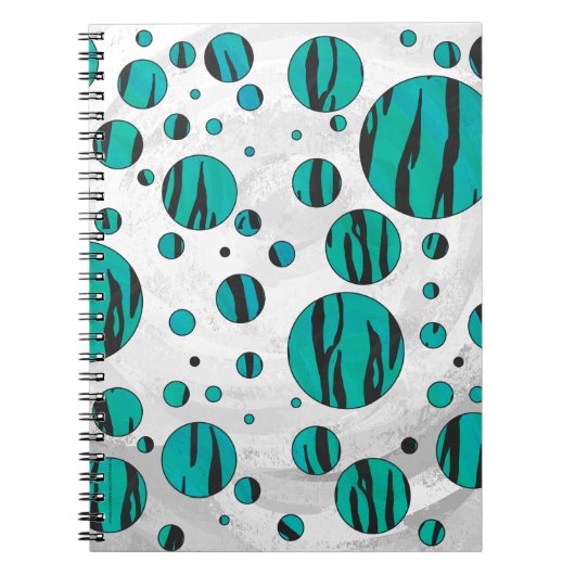 Polka Dot Tiger Black en Blauwgroen afdrukken Notitieboek (Voorkant)
