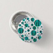 Polka Dot Tiger Black en Blauwgroen afdrukken Ronde Button 3,2 Cm (Voorkant /achterkant)