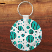 Polka Dot Tiger Black en Blauwgroen afdrukken Sleutelhanger (Voorkant)