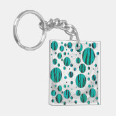 Polka Dot Tiger Black en Blauwgroen afdrukken Sleutelhanger (Voorkant Links)