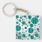 Polka Dot Tiger Black en Blauwgroen afdrukken Sleutelhanger (Voorkant)
