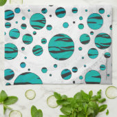 Polka Dot Tiger Black en Blauwgroen afdrukken Theedoek (Gevouwen)