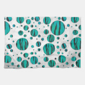 Polka Dot Tiger Black en Blauwgroen afdrukken Theedoek (Horizontaal)