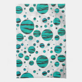 Polka Dot Tiger Black en Blauwgroen afdrukken Theedoek (Verticaal)