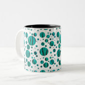 Polka Dot Tiger Black en Blauwgroen afdrukken Tweekleurige Koffiemok (Voorkant links)