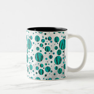 Polka Dot Tiger Black en Blauwgroen afdrukken Tweekleurige Koffiemok