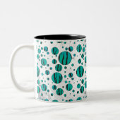 Polka Dot Tiger Black en Blauwgroen afdrukken Tweekleurige Koffiemok (Links)