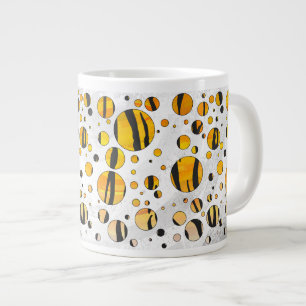 Polka Dot Tiger Black en Oranje print Grote Koffiekop