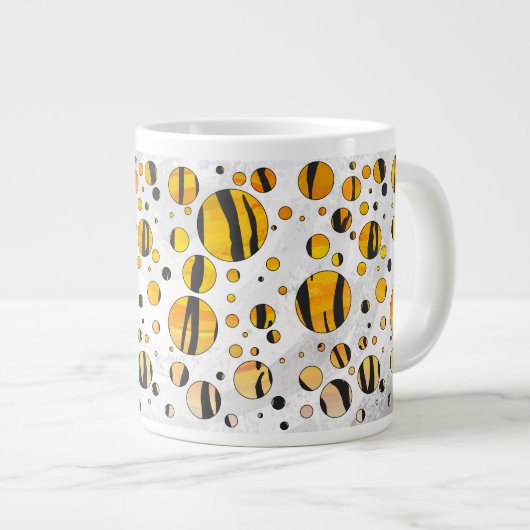 Polka Dot Tiger Black en Oranje print Grote Koffiekop (Voorkant rechts)