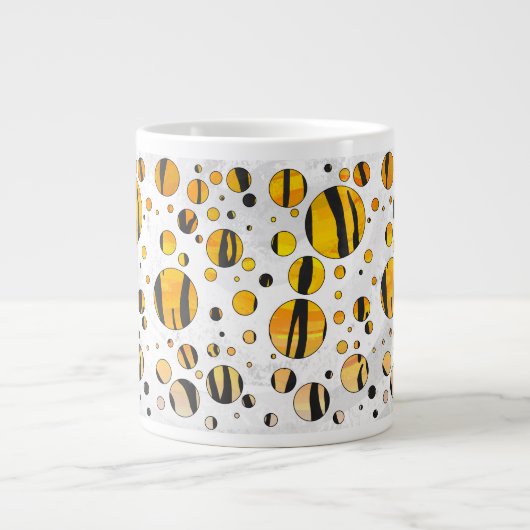 Polka Dot Tiger Black en Oranje print Grote Koffiekop (Voorkant)