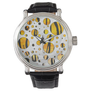 Polka Dot Tiger Black en Oranje print Horloge