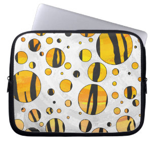 Polka Dot Tiger Black en Oranje print Laptop Sleeve