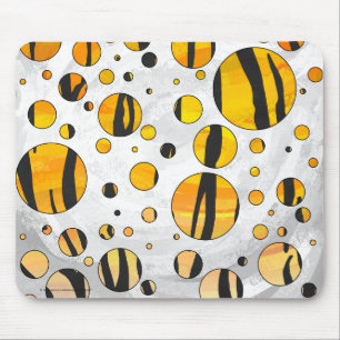 Polka Dot Tiger Black en Oranje print Muismat