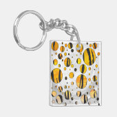Polka Dot Tiger Black en Oranje print Sleutelhanger (Voorkant Links)