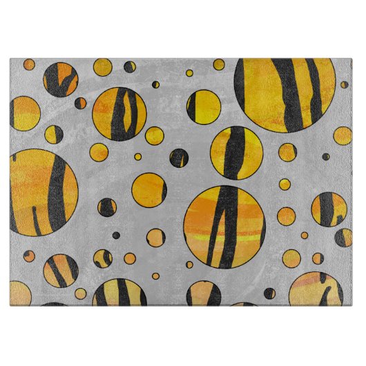 Polka Dot Tiger Black en Oranje print Snijplank (Voorkant)