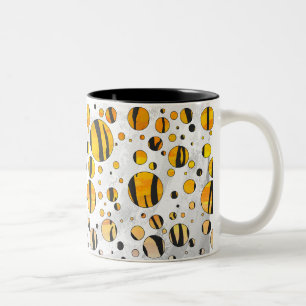 Polka Dot Tiger Black en Oranje print Tweekleurige Koffiemok