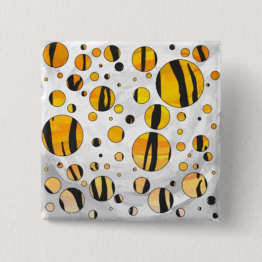 Polka Dot Tiger Black en Oranje print Vierkante Button 5,1 Cm (Voorkant)