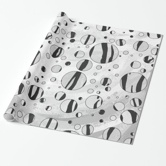 Polka Dot Tiger Black en White Print Cadeaupapier (Uitgerold)