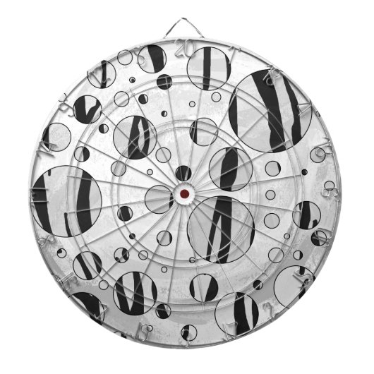Polka Dot Tiger Black en White Print Dartbord (Voorkant)