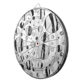 Polka Dot Tiger Black en White Print Dartbord (Voorkant Rechts)
