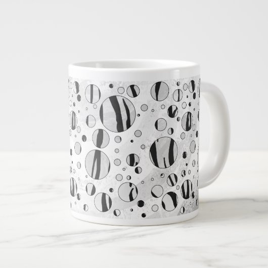 Polka Dot Tiger Black en White Print Grote Koffiekop (Voorkant rechts)