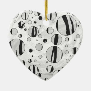 Polka Dot Tiger Black en White Print Keramisch Ornament