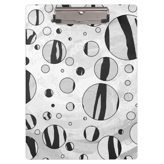 Polka Dot Tiger Black en White Print Klembord (Voorkant)