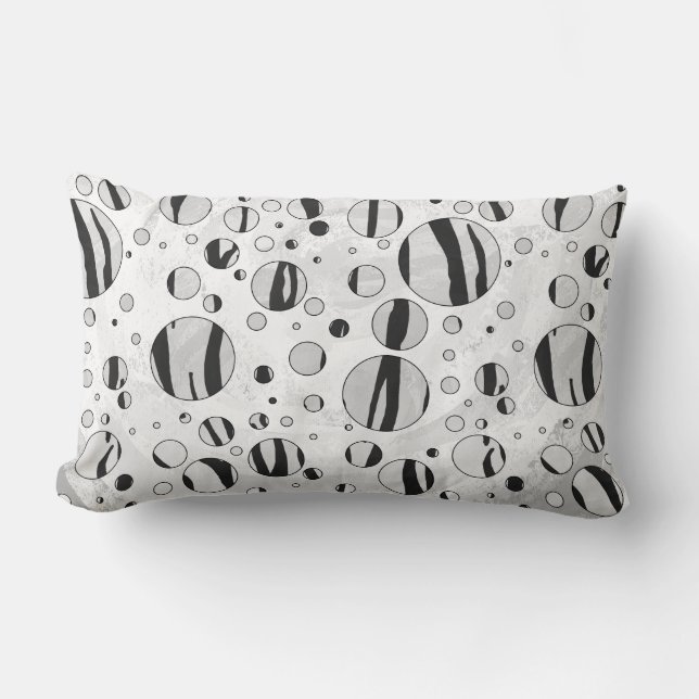 Polka Dot Tiger Black en White Print Kussen (Voorkant)