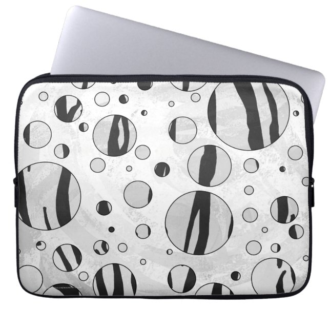 Polka Dot Tiger Black en White Print Laptop Sleeve (Voorkant)