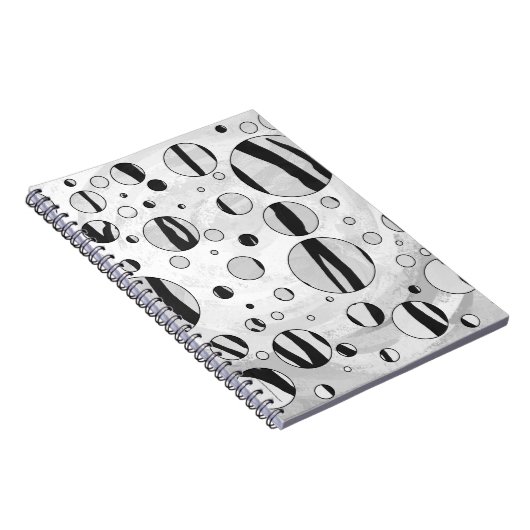 Polka Dot Tiger Black en White Print Notitieboek (Rechterzijde)