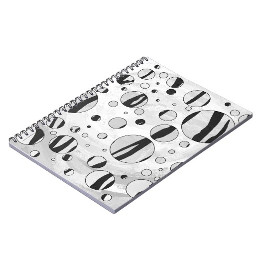 Polka Dot Tiger Black en White Print Notitieboek (Linkerzijde)